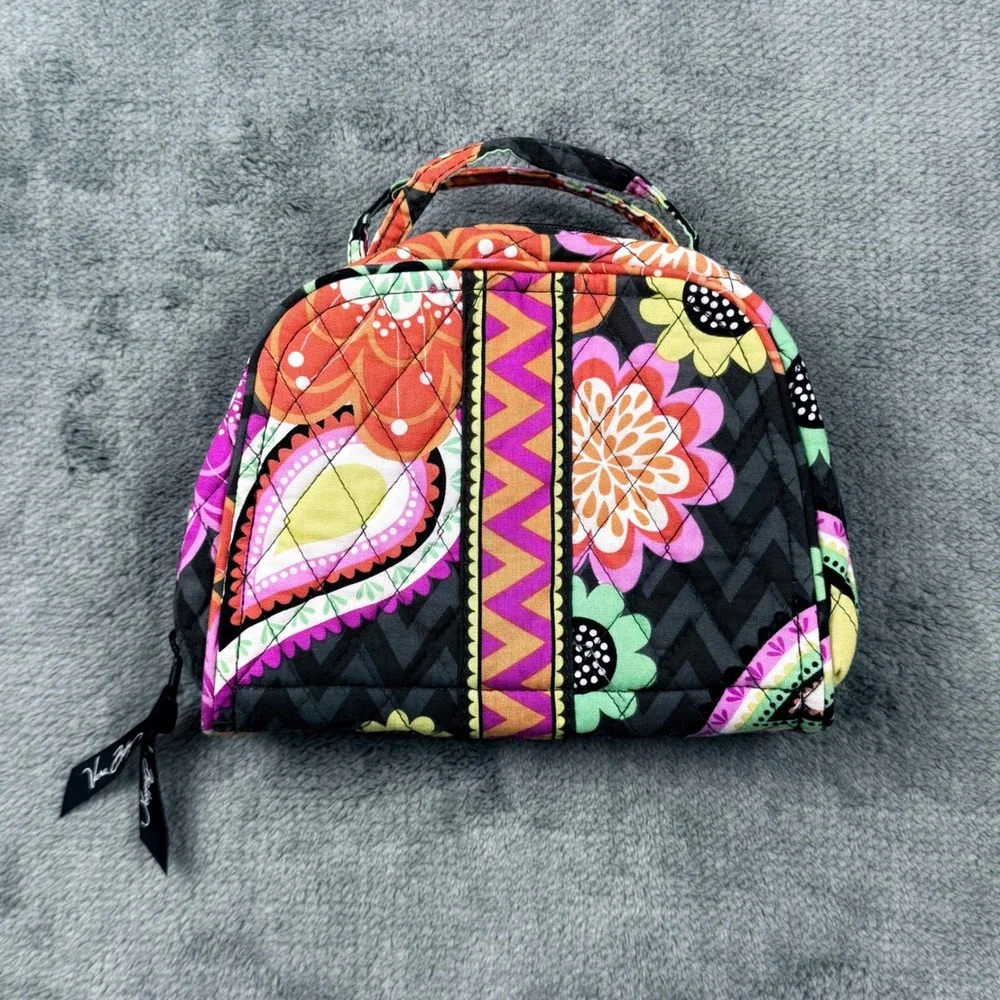 Vera Bradley Rhythm and Blues Quilted Cosmetic Case Travel Organizer Bag